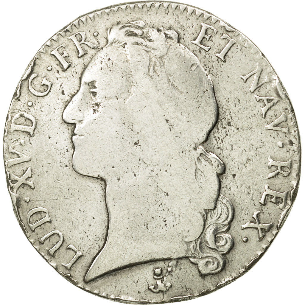 Coin, France, Louis XV, Ecu, 1744, Dijon, F(12-15), Silver, Gadoury:322