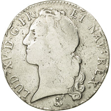 Coin, France, Louis XV, Ecu, 1744, Dijon, F(12-15), Silver, Gadoury:322