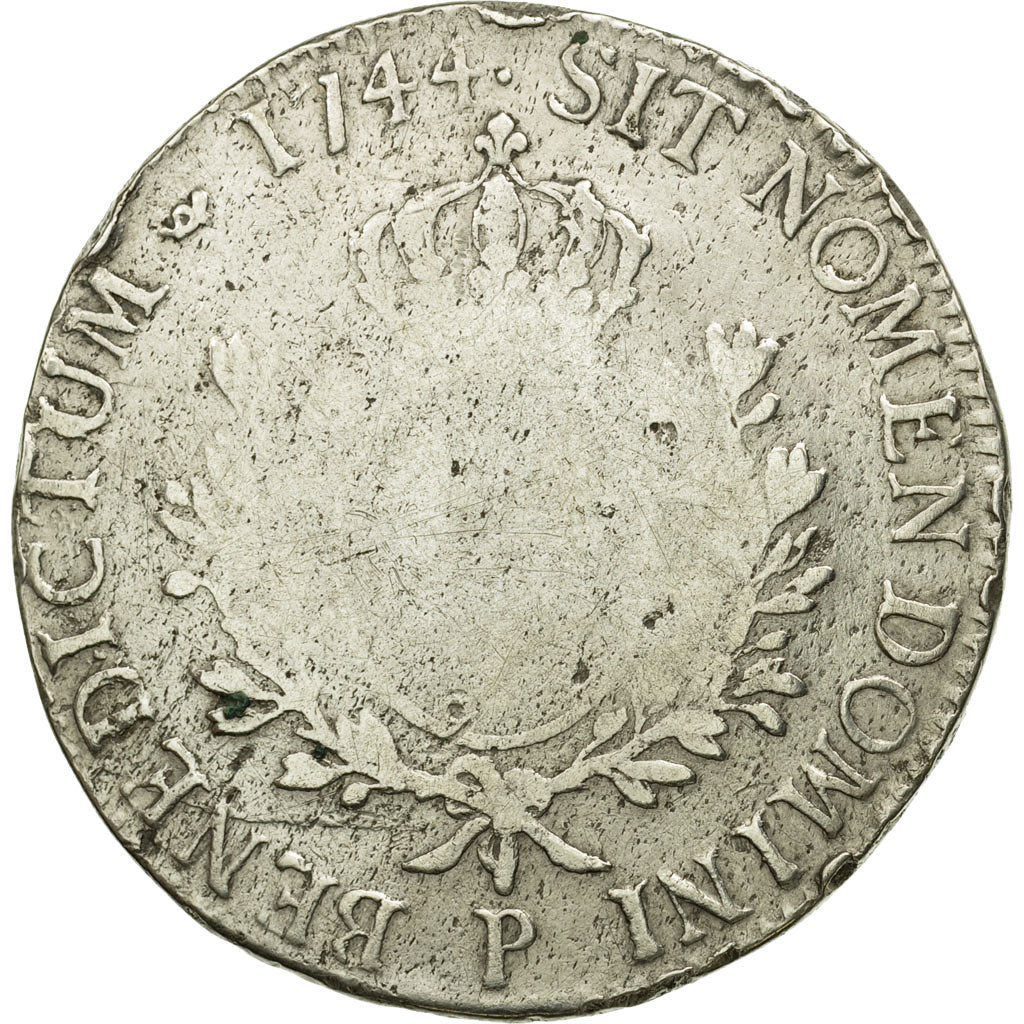 Coin, France, Louis XV, Ecu, 1744, Dijon, F(12-15), Silver, Gadoury:322