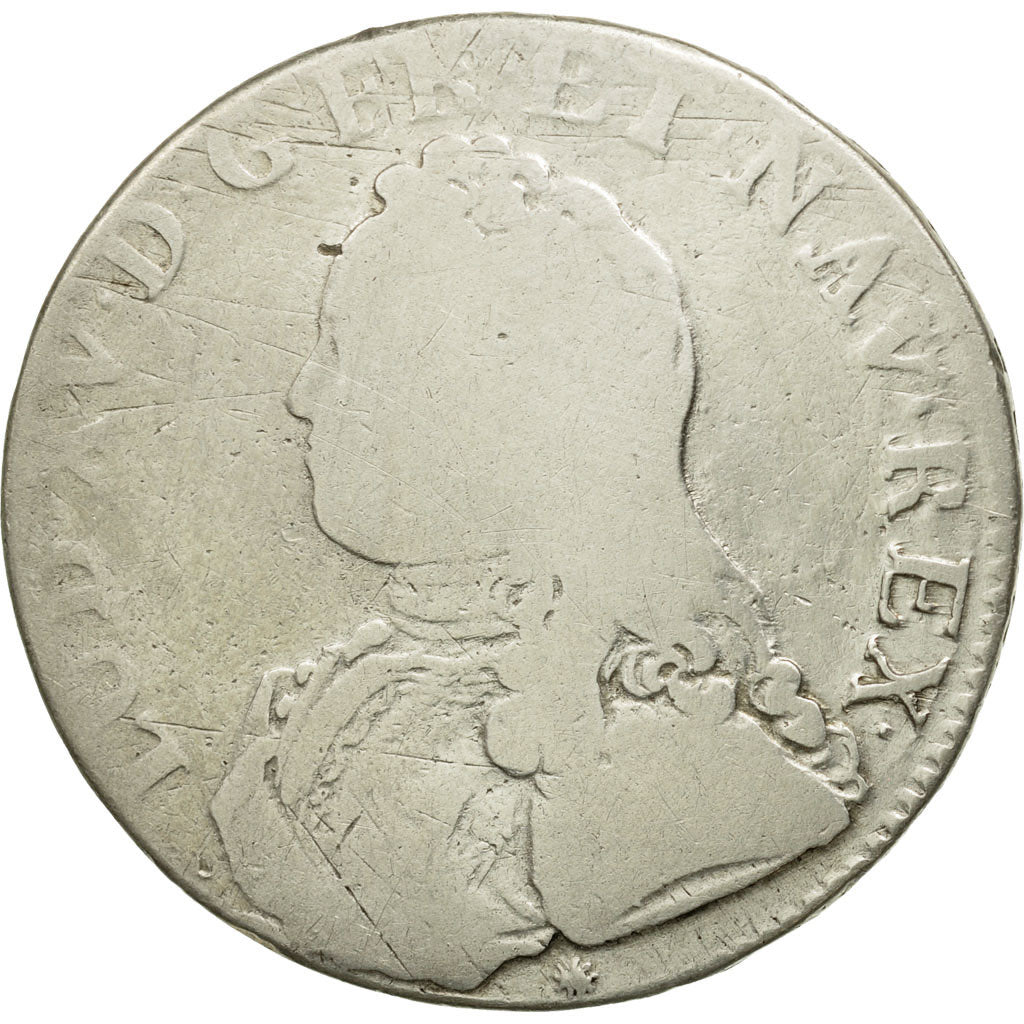 Coin, France, Louis XV, Écu aux branches d'olivier, 1732, Lyons, KM 486.6