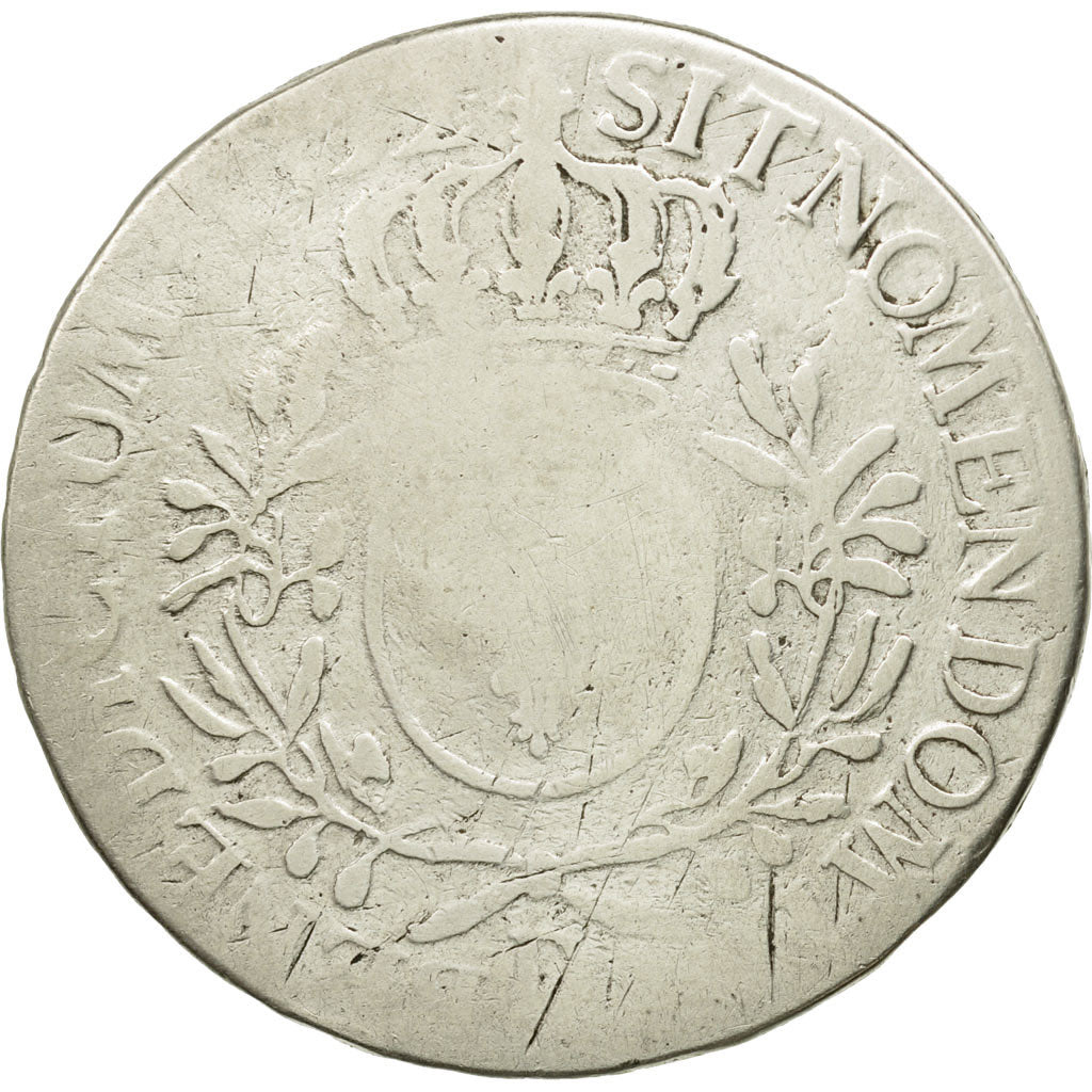 Coin, France, Louis XV, Écu aux branches d'olivier, 1732, Lyons, KM 486.6
