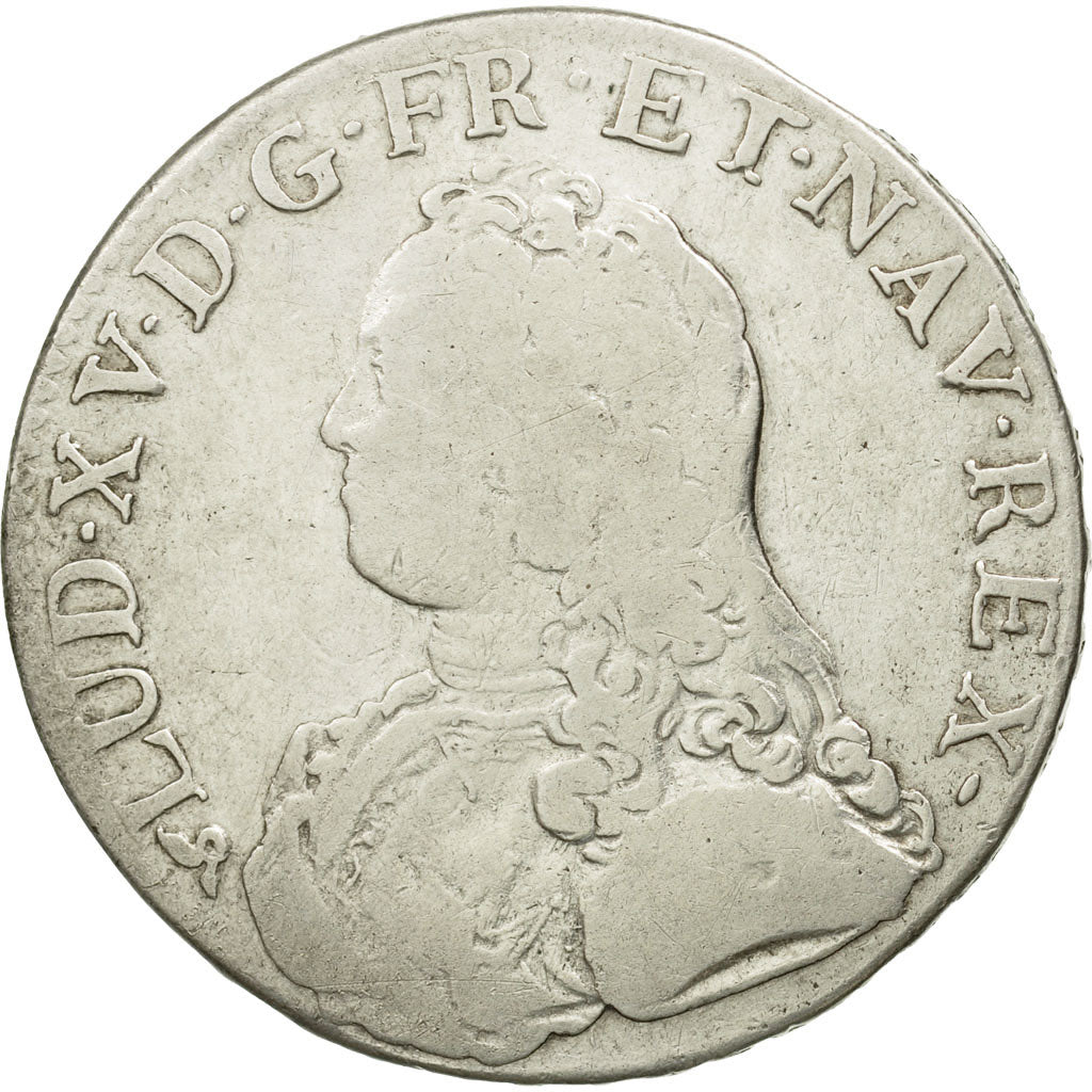Monnaie, France, Louis XV, Écu aux branches d'olivier, 1728, Rouen, B+, Gad 321