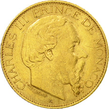 Monnaie, Monaco, Charles III, 20 Francs, Vingt, 1878, Paris, TB+, Or
