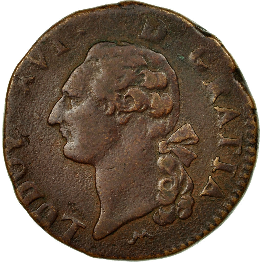 Munten, Frankrijk, Louis XVI, Sol ou sou, 1790, Montpellier, FR+, KM 578.12