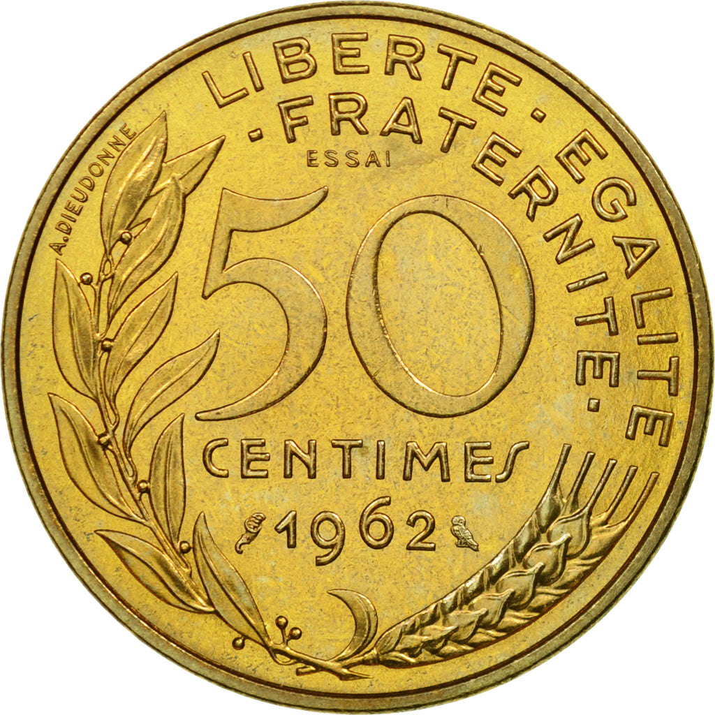Coin, France, 50 Centimes, 1962, ESSAI, MS(64), Aluminum-Bronze, KM:E110