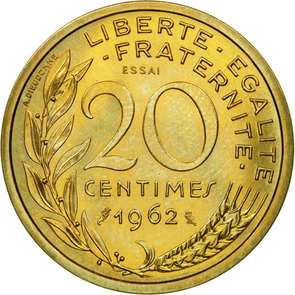 Coin, France, 20 Centimes, 1962, ESSAI, MS(64), Aluminum-Bronze, KM:E109