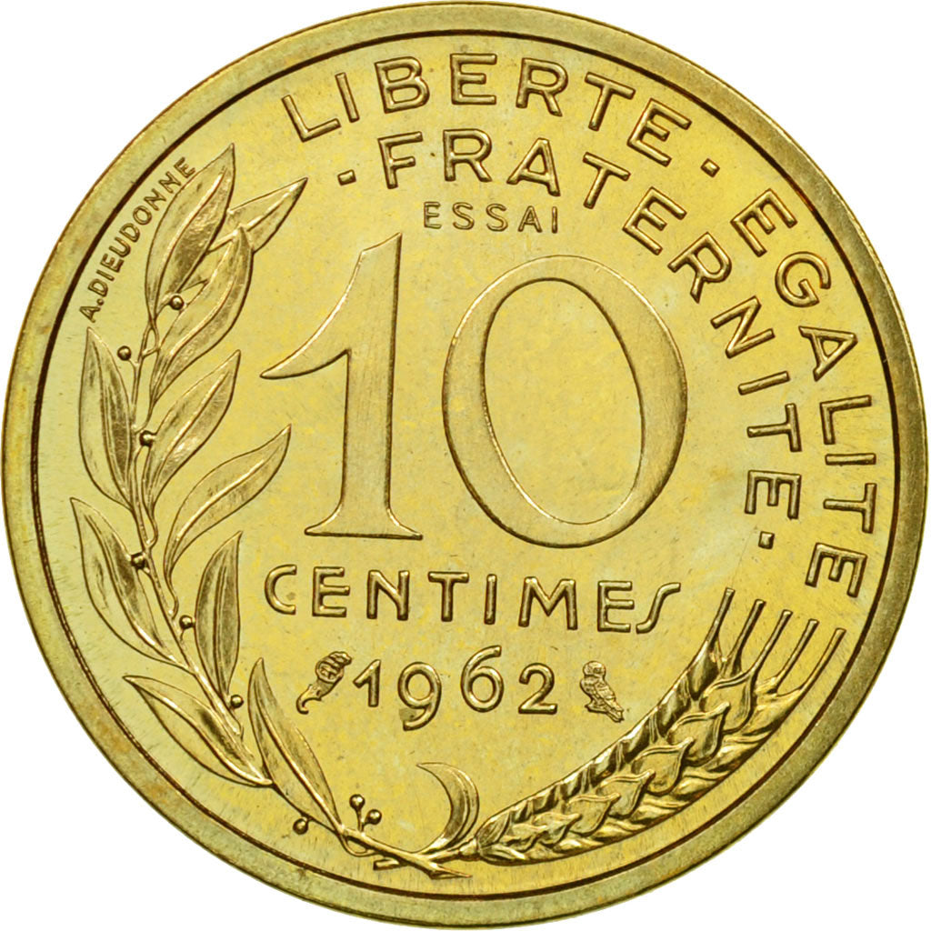 Coin, France, 10 Centimes, 1962, ESSAI, MS(64), Aluminum-Bronze, KM:E108