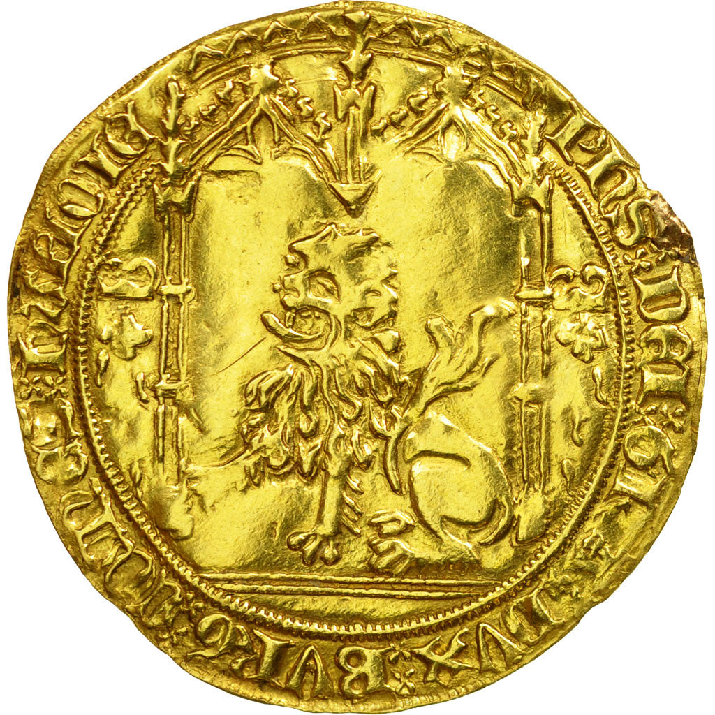 Münze, FRENCH STATES, Philippe le Bon, Lion d'or, Valenciennes, SS, Gold