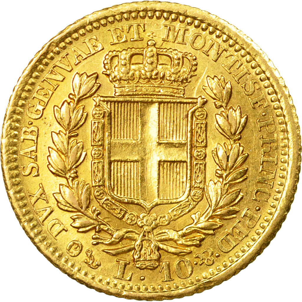 Moneta, STATI ITALIANI, SARDINIA, Carlo Alberto, 10 Lire, 1833, Genoa, BB+, Oro