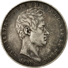 Coin, ITALIAN STATES, SARDINIA, Carlo Alberto, 5 Lire, 1849, Genoa, VF(30-35)