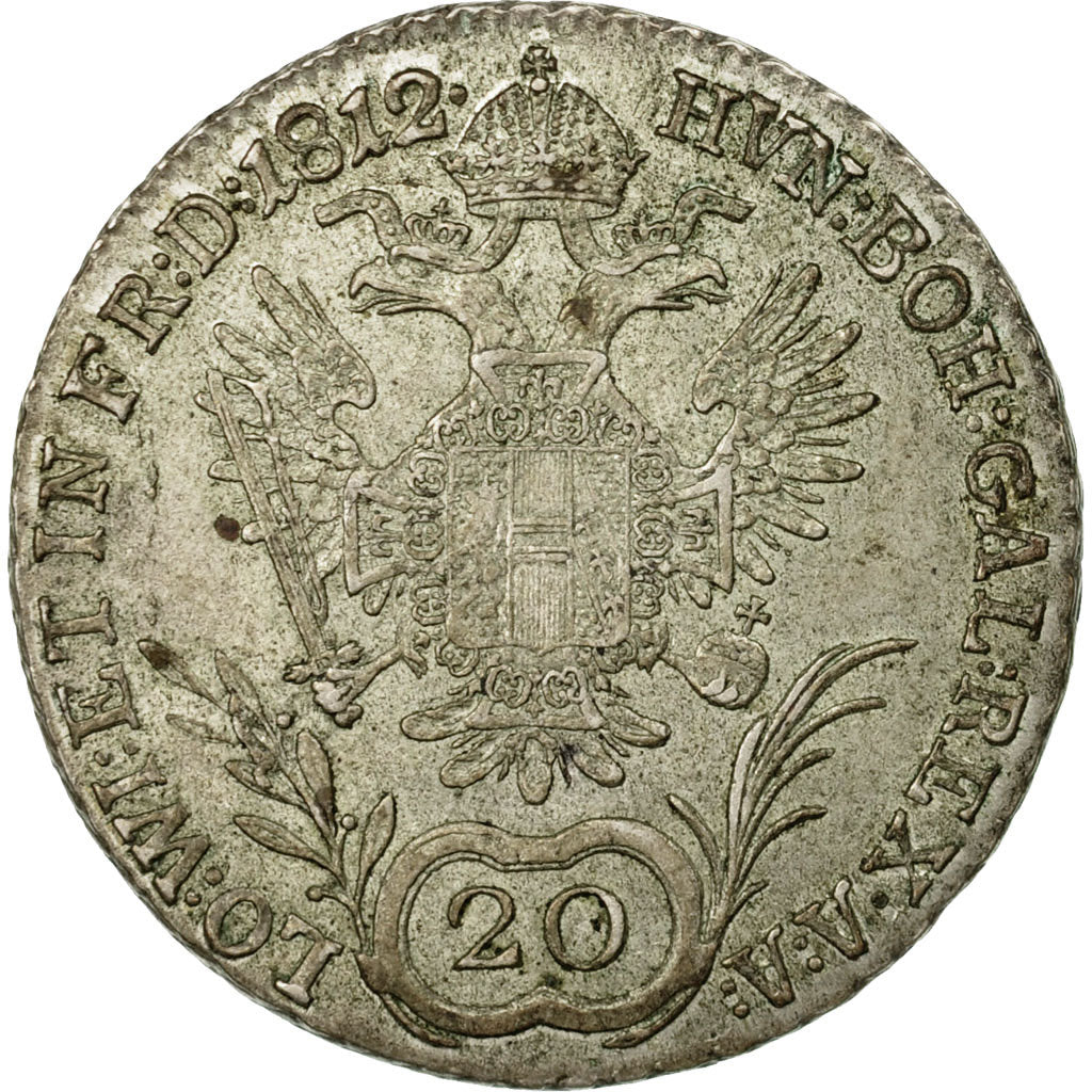 Coin, Austria, Franz II (I), 20 Kreuzer, 1812, Günzburg, AU(55-58), Silver