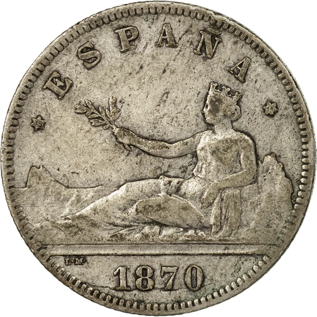 Coin, Spain, Provisional Government, 2 Pesetas, 1874, EF(40-45), Silver, KM:654
