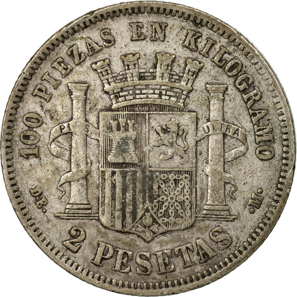 Coin, Spain, Provisional Government, 2 Pesetas, 1874, EF(40-45), Silver, KM:654