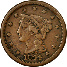 Coin, United States, Braided Hair Cent, Cent, 1844, U.S. Mint, Philadelphia