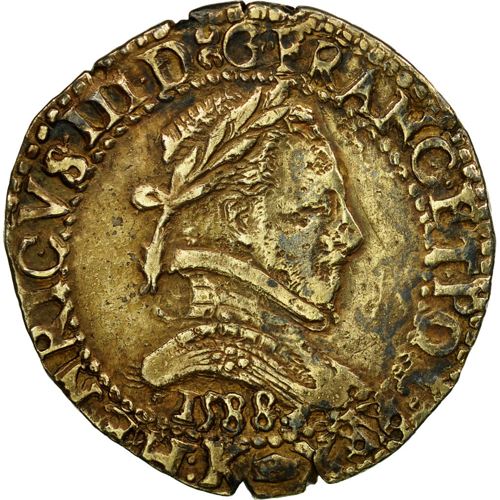 Coin, France, Henri III, Demi Franc, 1588, Bordeaux, VF(30-35), Sombart:4716