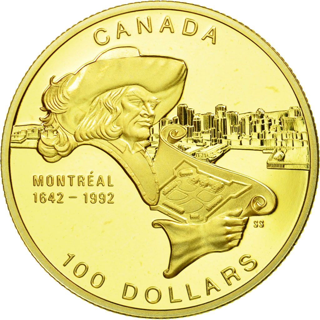 Coin, Canada, Elizabeth II, 100 Dollars, 1992, Royal Canadian Mint, KM 211