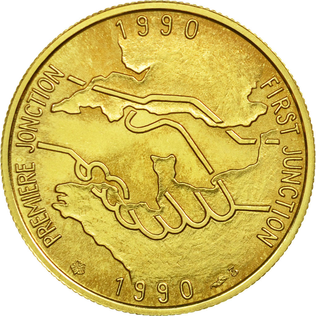 France, Token, Tunnel sous la Manche - First Junction, History, 1990, MS(63)