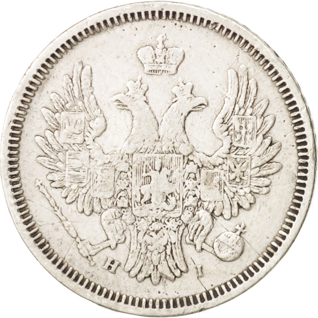 Münze, Russland, Nicholas I, 20 Kopeks, 1855, Saint-Petersburg, SS, Silber