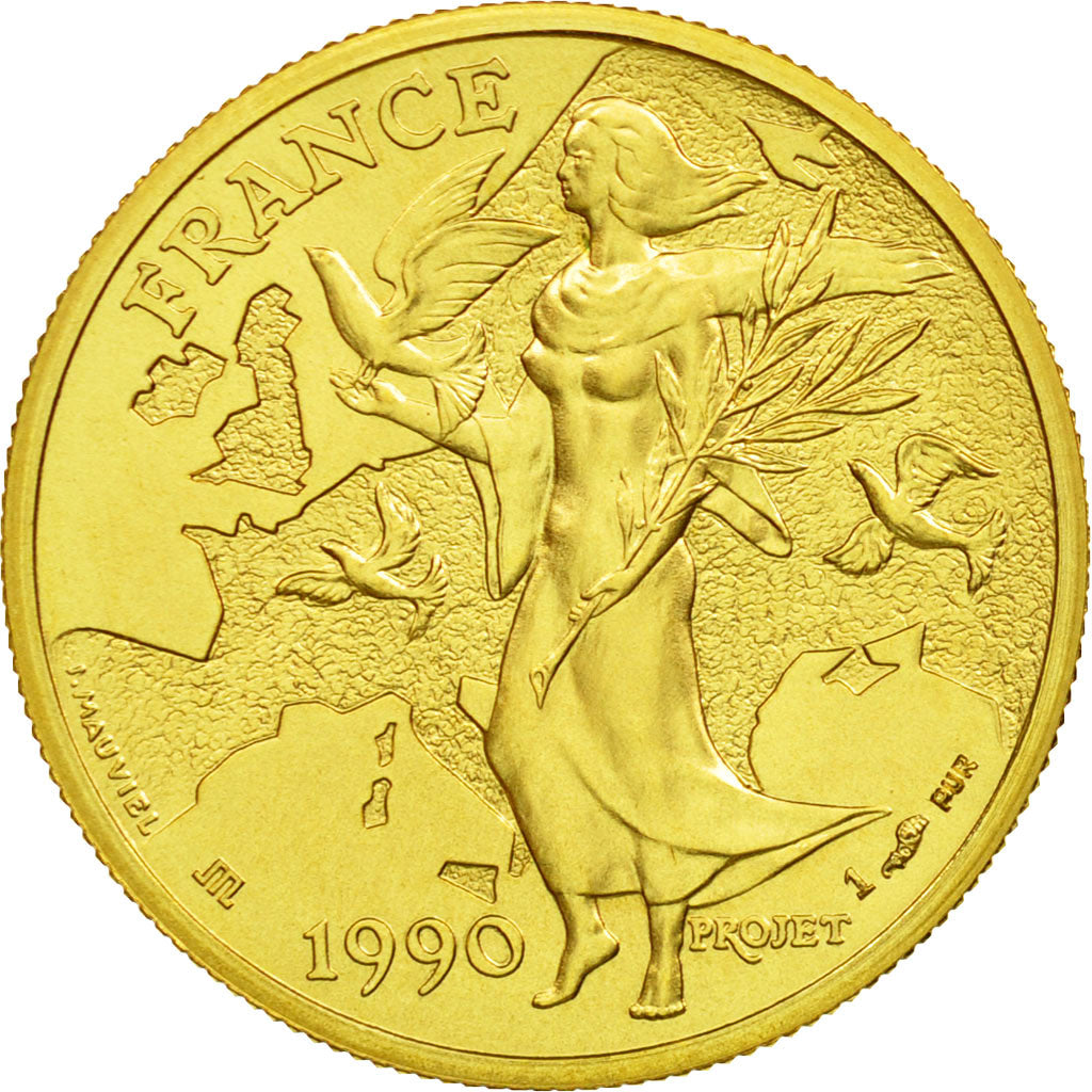 Frankrijk, Medaille, France - Europa, History, 1990, UNC-, Goud