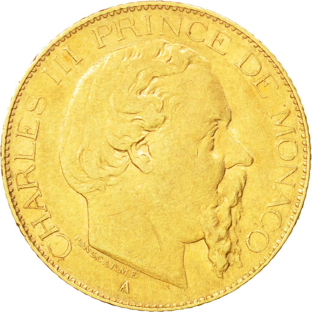 Monnaie, Monaco, Charles III, 20 Francs, Vingt, 1879, Paris, TTB+, Gadoury MC120