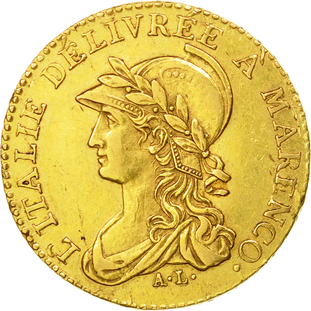 Moneda, Estados italianos, PIEDMONT REPUBLIC, 20 Francs, 1801, Marengo, MBC+