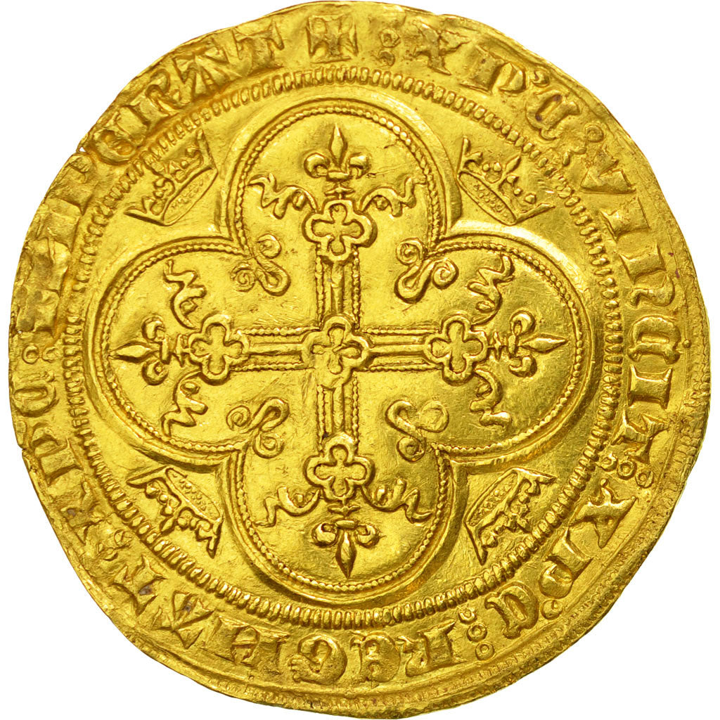 Coin, France, Philippe VI, Lion D'Or, Undated (1338), AU(50-53),Duplessy250