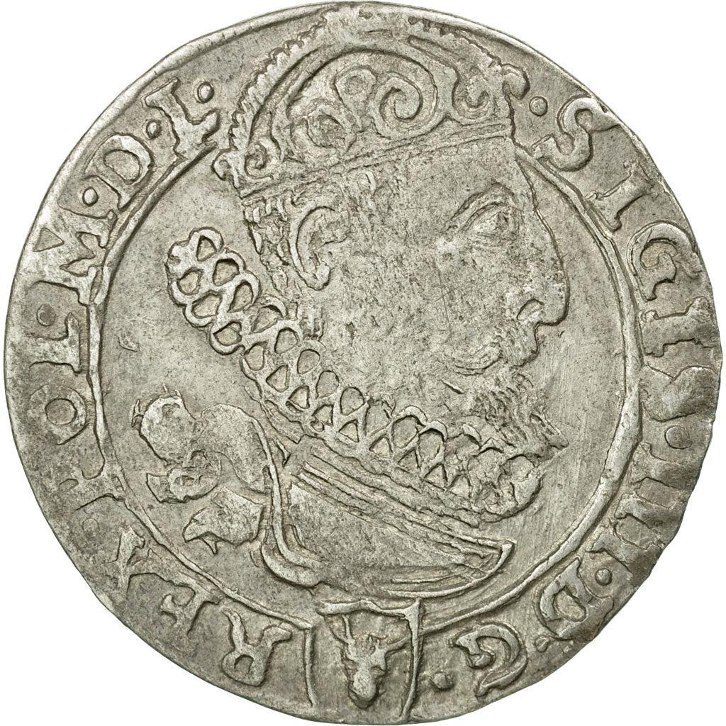 Moneda, Polonia, Sigismund III, 6 Groschen, 1626, Cracow, MBC, Plata, KM:42
