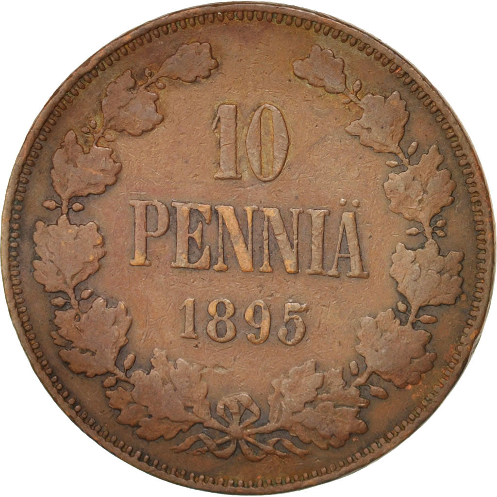 Coin, Finland, Nicholas II, 10 Pennia, 1895, VF(30-35), Copper, KM:14