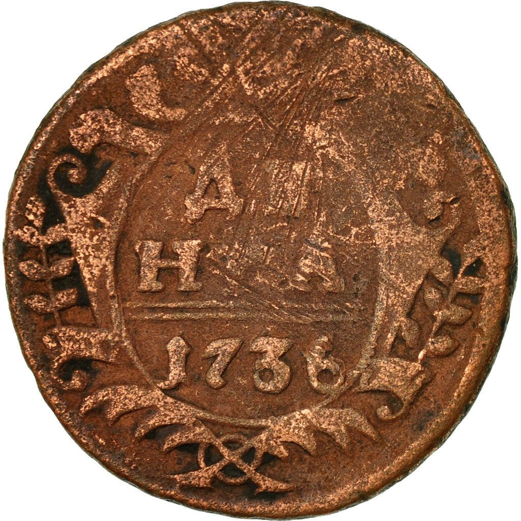 Coin, Russia, Denga, 1/2 Kopek, 1736, VF(30-35), Copper, KM:188