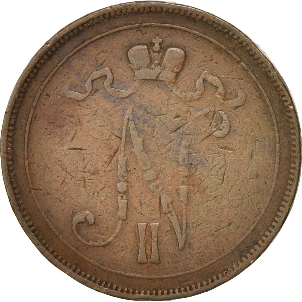 Finland, Nicholas II, 10 Pennia, 1896, Copper, KM:14