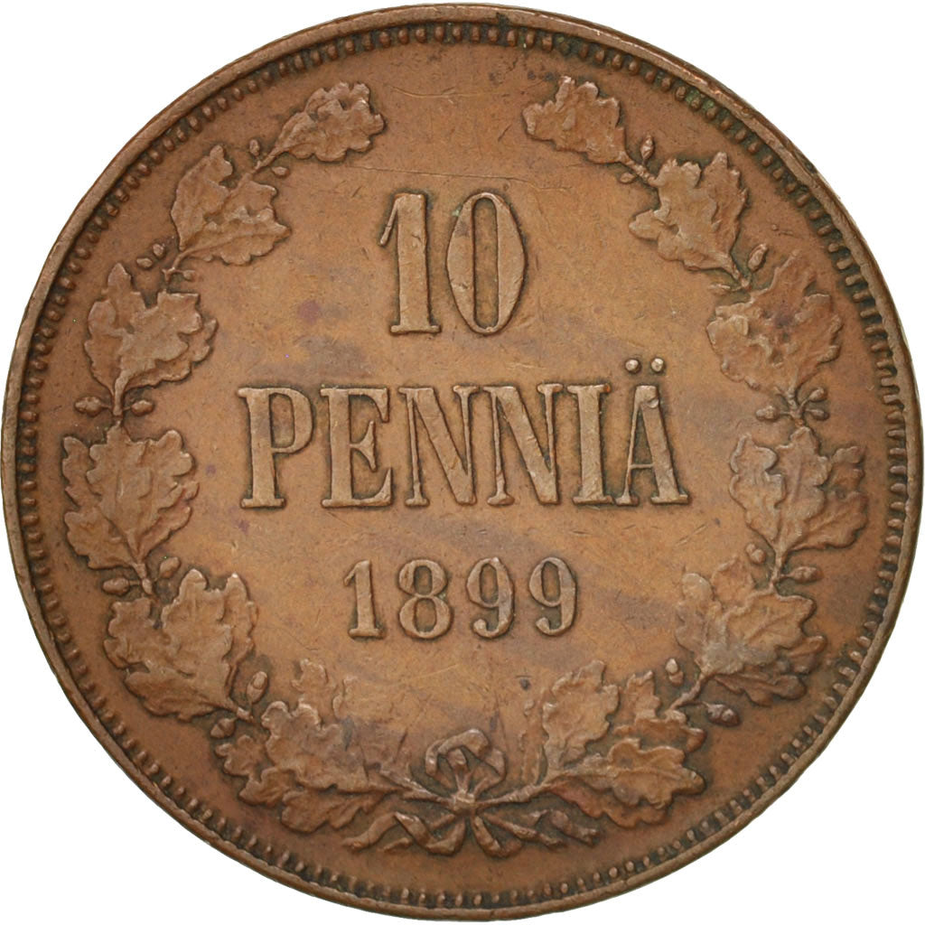 Finland, Nicholas II, 10 Pennia, 1899, Copper, KM:14