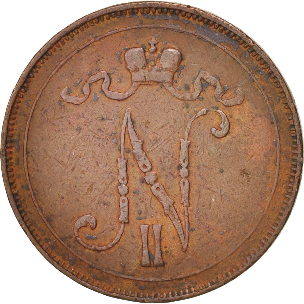 Finland, Nicholas II, 10 Pennia, 1900, Copper, KM:14