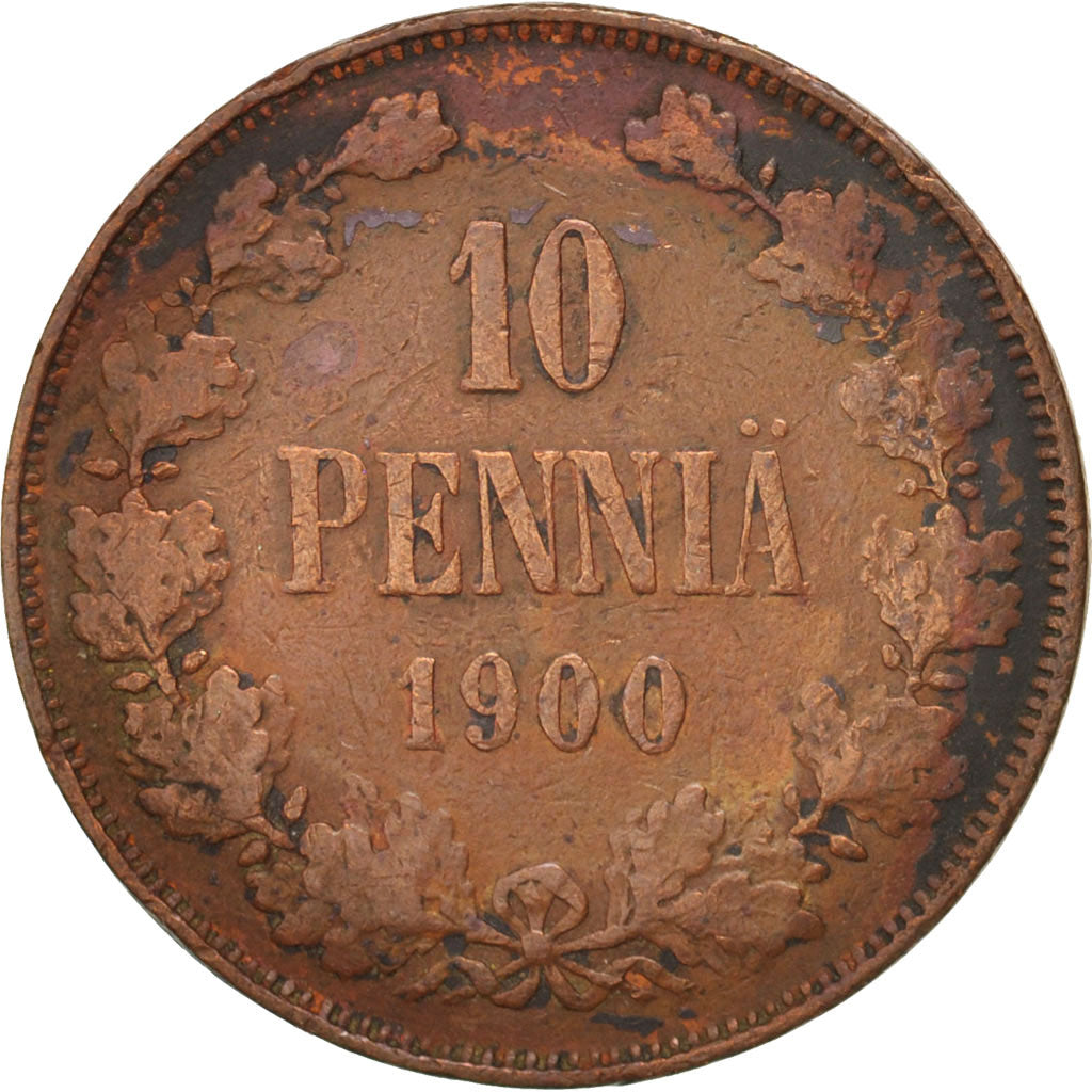 Finland, Nicholas II, 10 Pennia, 1900, Copper, KM:14