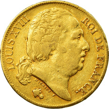 Coin, France, Louis XVIII, 20 Francs, 1818, Paris, VF(30-35), Gold, KM 712.1