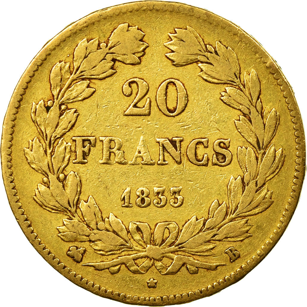 Monnaie, France, Louis-Philippe, 20 Francs, 1833, Rouen, TB+, Or, Gadoury:1031