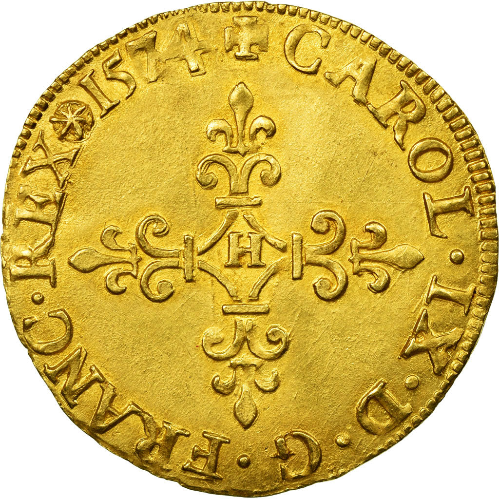 Monnaie, France, Charles IX, Ecu d'or, 1574, La Rochelle, 2nd type, Sombart 4908