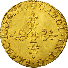 Monnaie, France, Charles IX, Ecu d'or, 1574, La Rochelle, 2nd type, Sombart 4908
