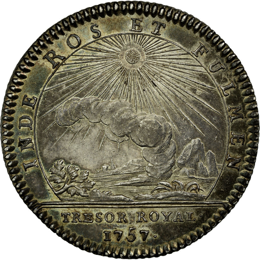 Francja, Jeton, Królewskie, Trésor Royal, Historia, 1757, Louis XV, AU(55-58)