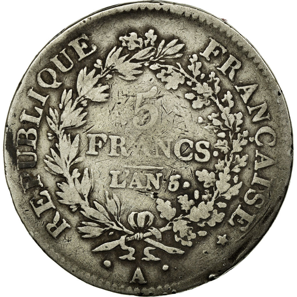 Moeda, França, Union et Force, 5 Francs, AN 5, Paris, VF(30-35), KM 639.1