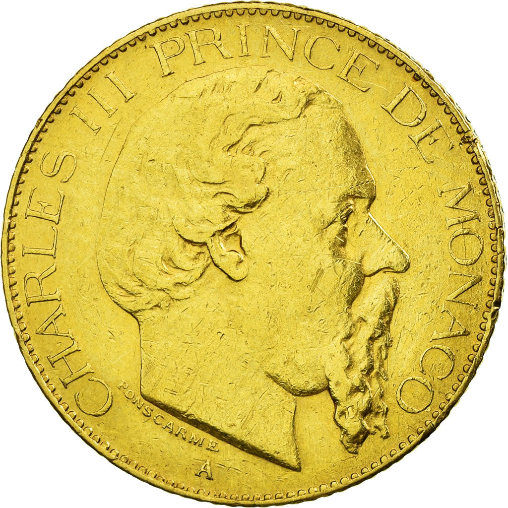 Coin, Monaco, Charles III, 20 Francs, Vingt, 1879, Paris, EF(40-45), KM 98