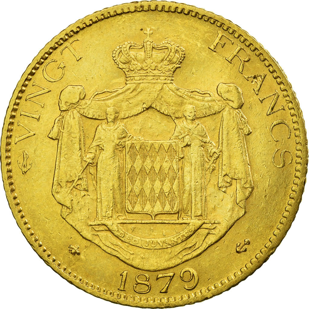 Coin, Monaco, Charles III, 20 Francs, Vingt, 1879, Paris, EF(40-45), KM 98