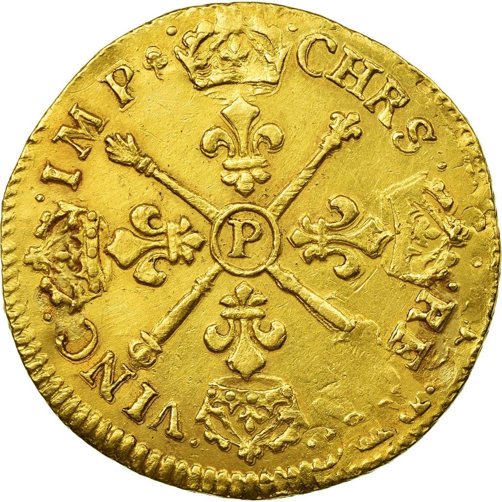 Moneta, Francia, Louis XIV, Louis d'or aux insignes, 1704, Dijon, KM 365.15