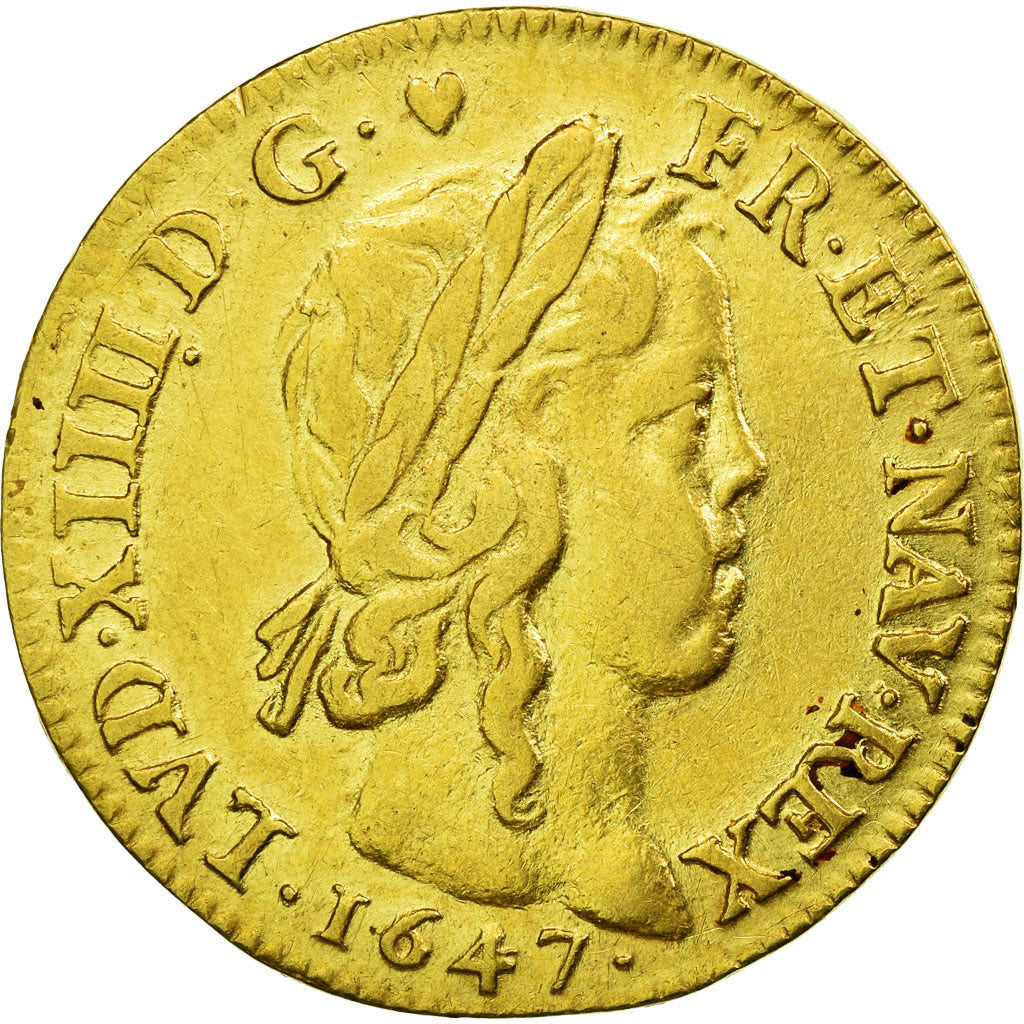 Münze, Frankreich, Louis XIV, Louis d'or à la mèche longue, 1647, Paris,KM 157.1