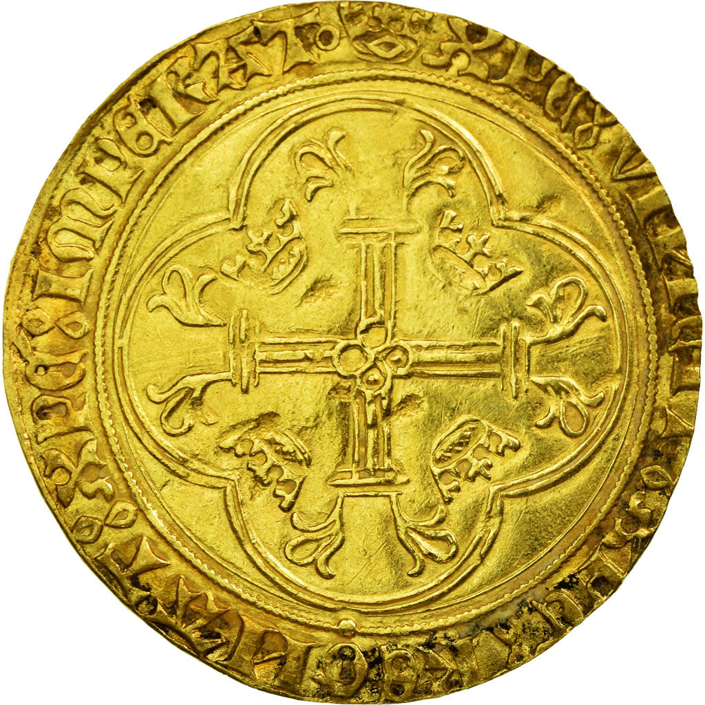 Coin, France, Charles VII, Charles VII, Ecu d'or, Rouen, AU(50-53), Gold