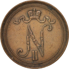 Finlandia, Nicholas II, 10 Pennia, 1909, BB, Rame, KM:14