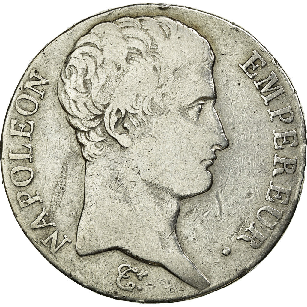 Moneta, Francia, Napoléon I, 5 Francs, 1806, Perpignan, MB, Argento, KM:673.10