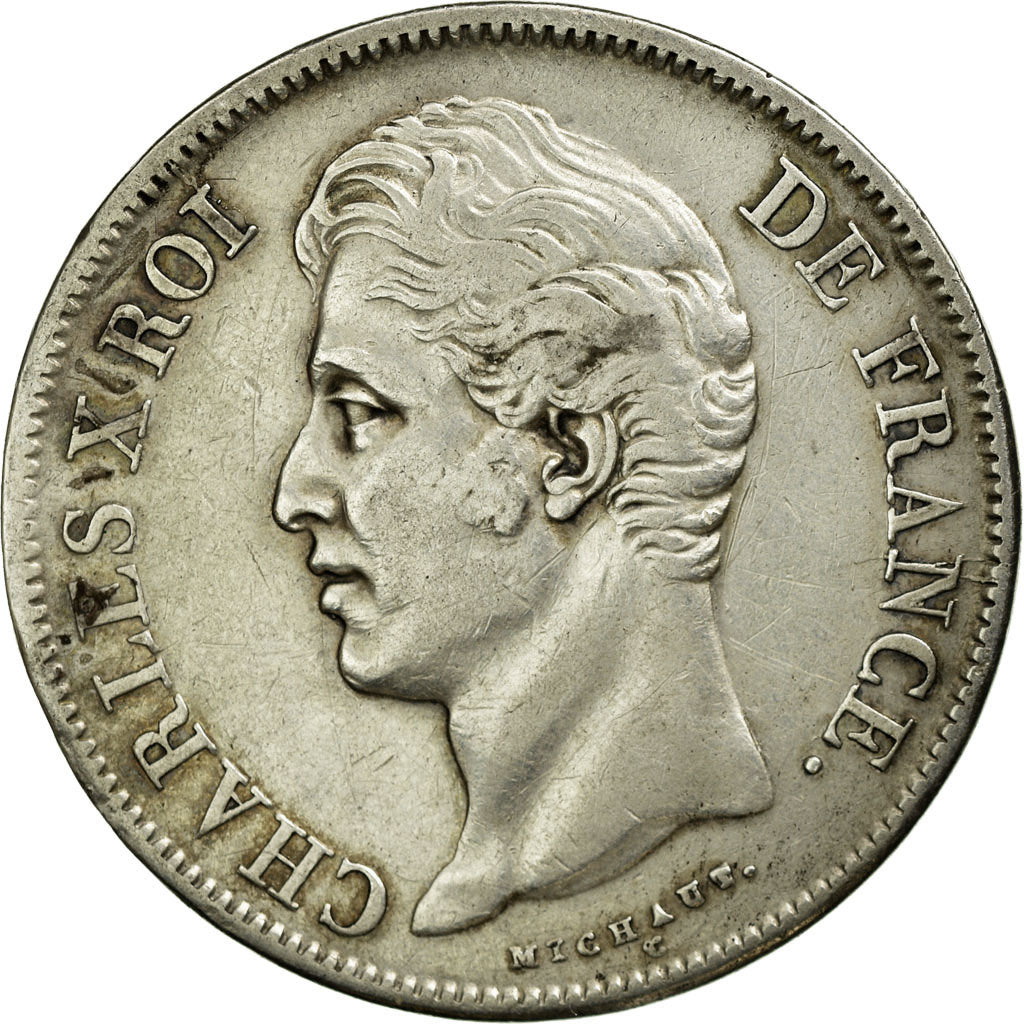 Moneta, Francia, Charles X, 5 Francs, 1829, Toulouse, BB, Argento, KM:728.9