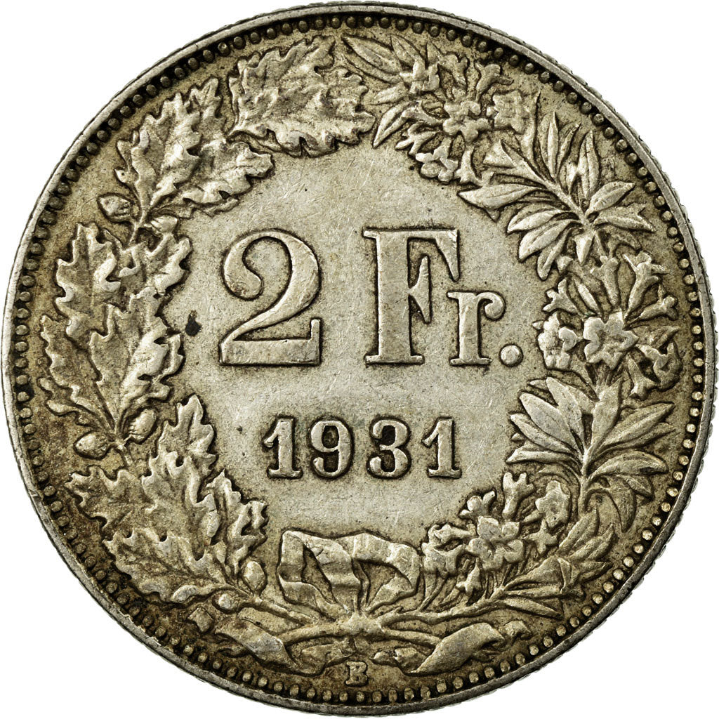 Coin, Switzerland, 2 Francs, 1931, Bern, EF(40-45), Silver, KM:21