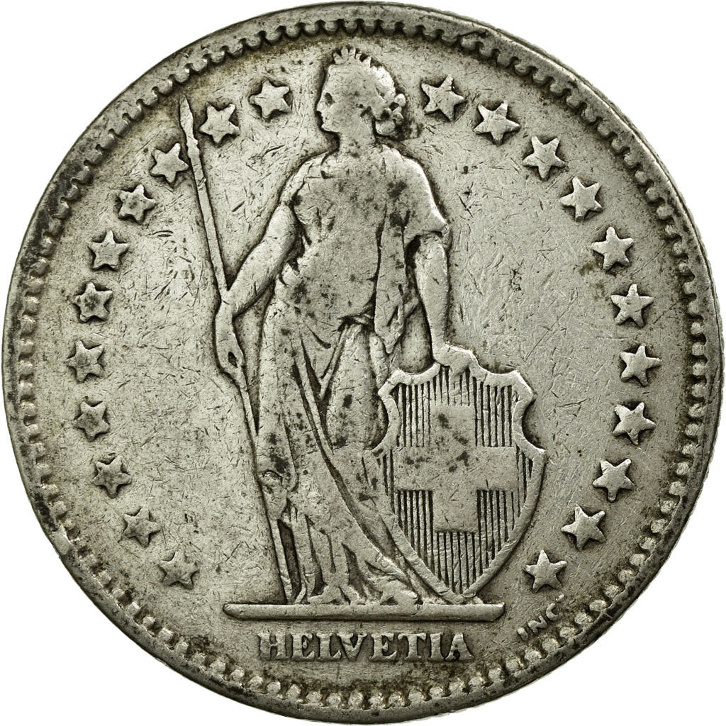 Coin, Switzerland, 2 Francs, 1913, Bern, VF(30-35), Silver, KM:21