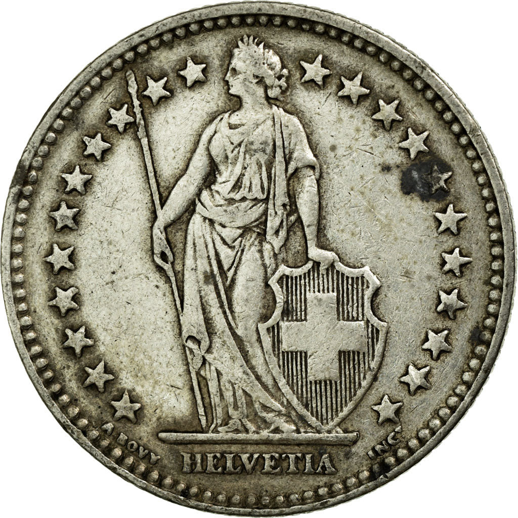 Coin, Switzerland, 2 Francs, 1936, Bern, EF(40-45), Silver, KM:21
